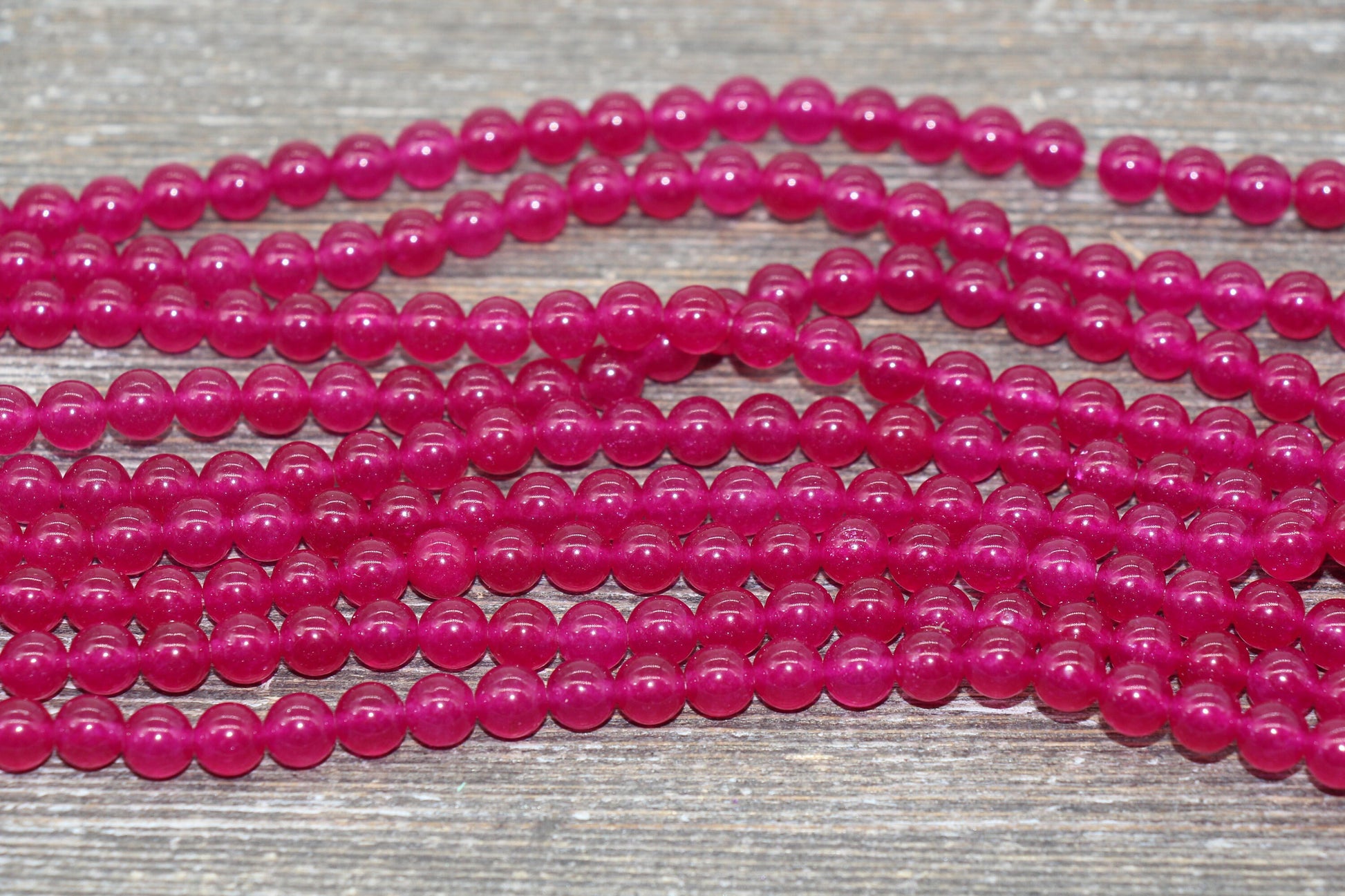Dark Raspberry Pink Jade Beads, Pink Gemstone Round Loose Beads, Jewelry Making Bracelet Beads, Size 4mm 6mm 8mm 10mm 12mm 15.5" Strand #225