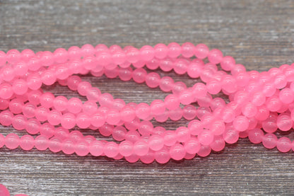 Pink Jade Beads, Pink Gemstone Round Loose Beads, Jewelry Making Bracelet Beads, Size 4mm 6mm 8mm 10mm 12mm 15.5" Strand #227