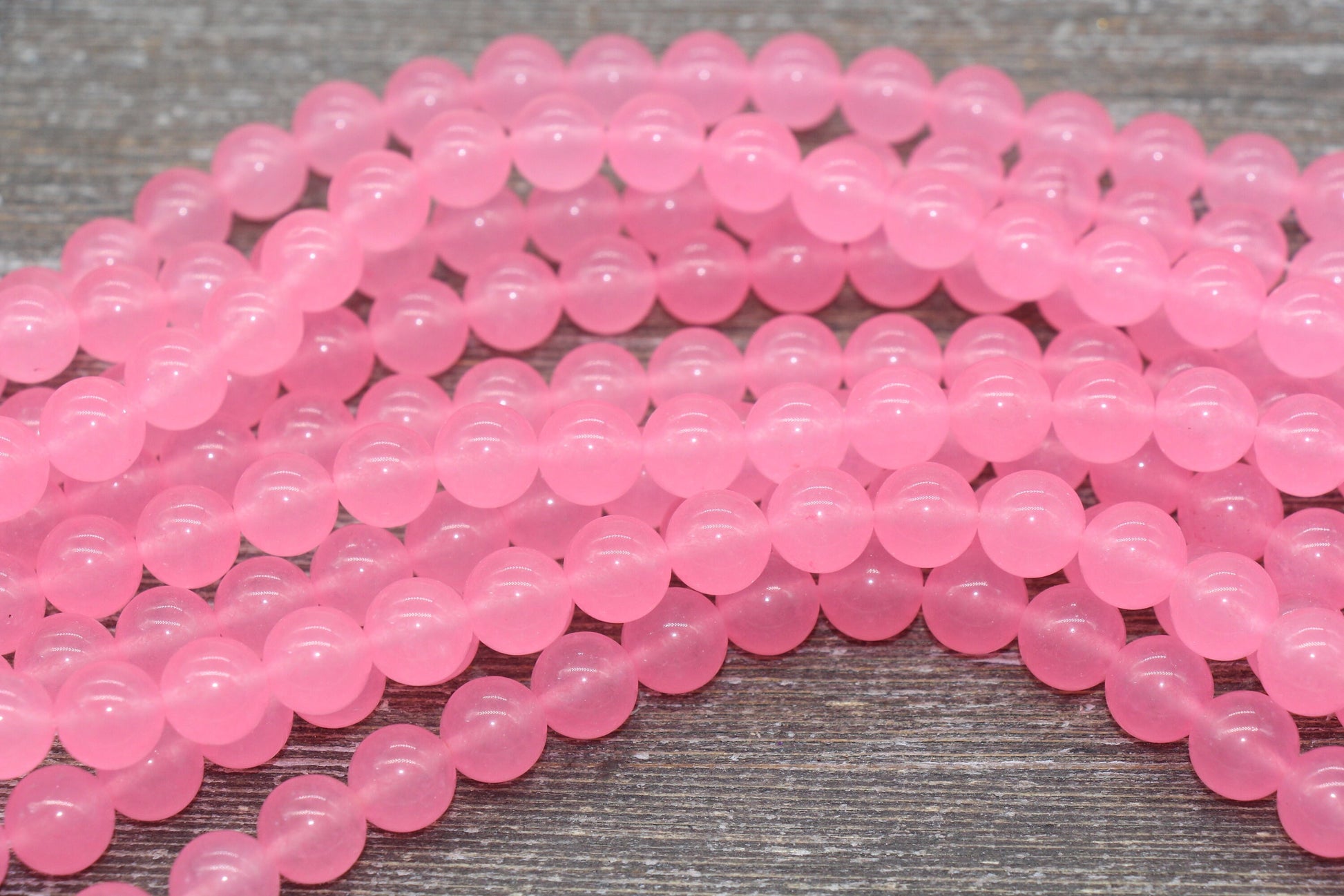 pink jade beads, stone beads for bracelets image 5 view 5