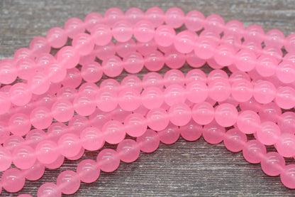 Pink Jade Beads, Pink Gemstone Round Loose Beads, Jewelry Making Bracelet Beads, Size 4mm 6mm 8mm 10mm 12mm 15.5" Strand #227