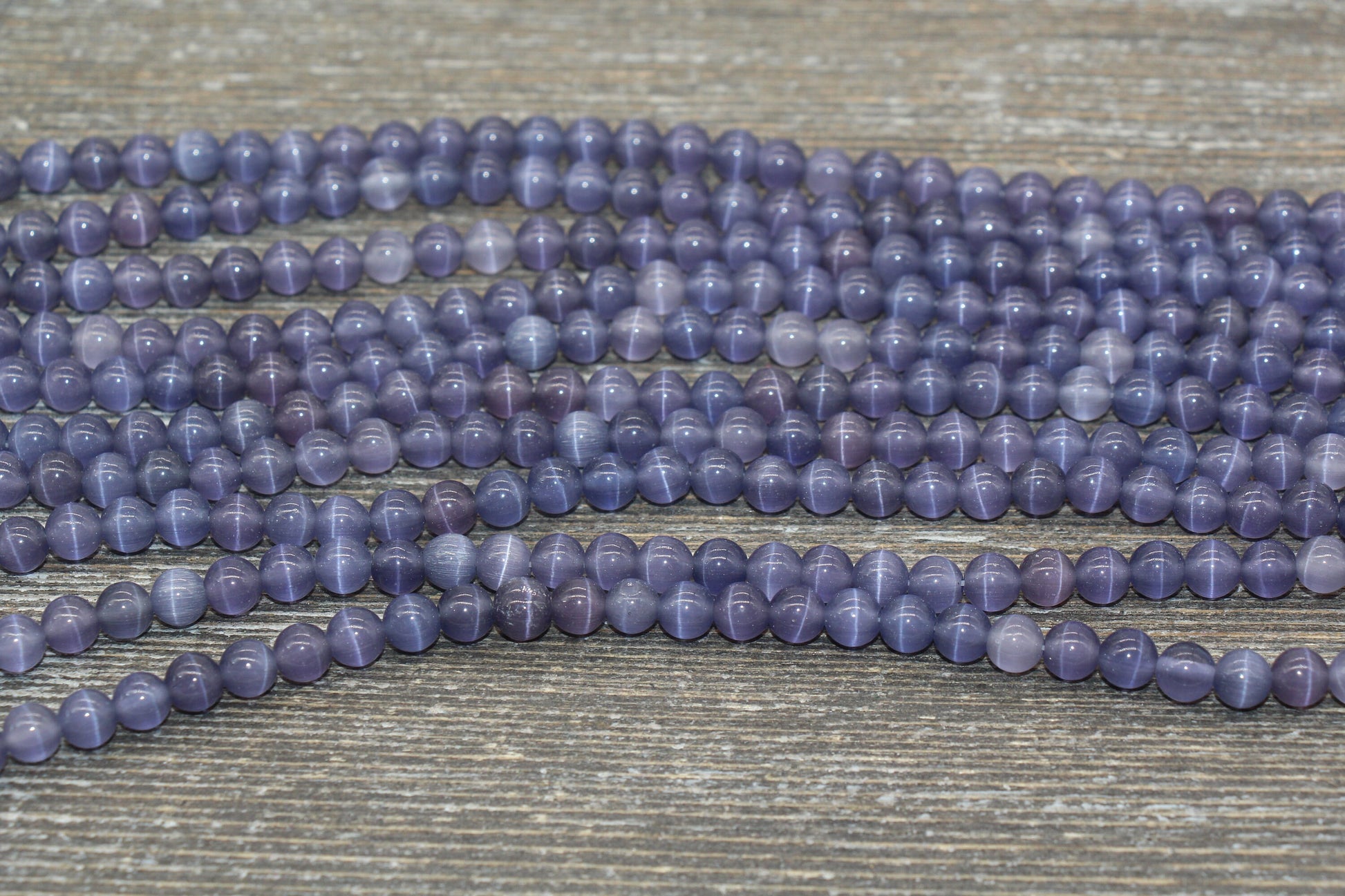Purple Cat Eye Beads, Purple Smooth Round Beads, Sizes 4mm, 6mm, 8mm, 10mm, 12mm, Full Strand 15.5 inch, #207