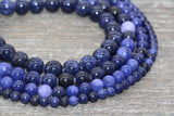 Blue Sodalite Beads, Blue Gemstone Loose Beads, Smooth Round Beads, Size 6mm 8mm 10mm, Full Strand 15.5" #228