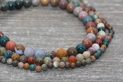 Ocean Agate Beads, Agate Gemstone Smooth Round Beads, Size 4mm 6mm 8mm , Full Strand 15.5 inch, #230