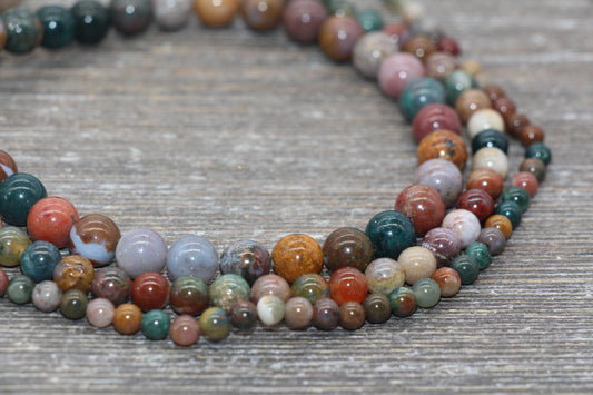 Ocean Agate Beads, Agate Gemstone Smooth Round Beads, Size 4mm 6mm 8mm , Full Strand 15.5 inch, #230