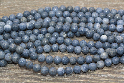 Blue Coral Beads, Blue Gemstone Smooth Round Beads, Size 4mm 6mm 8mm , Full Strand 15.5 inch, #231