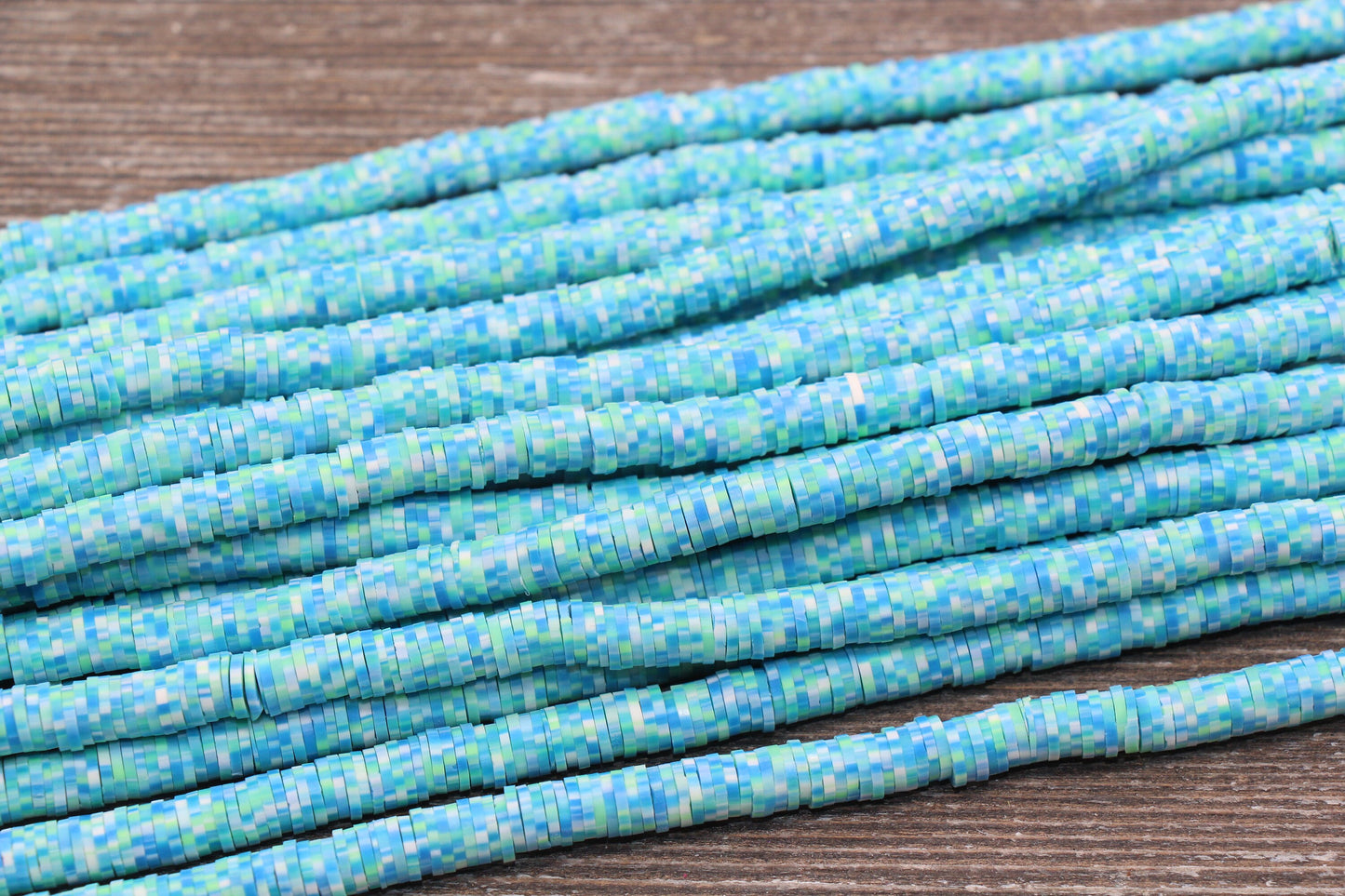 6mm Speckled Heishi Beads, Blue Speckled Polymer Clay Disc Beads, African Disc Beads, Vinyl Heishi, 16 inch Strand #167