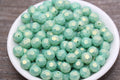 10mm Green Shimmer Faceted Acrylic Beads
