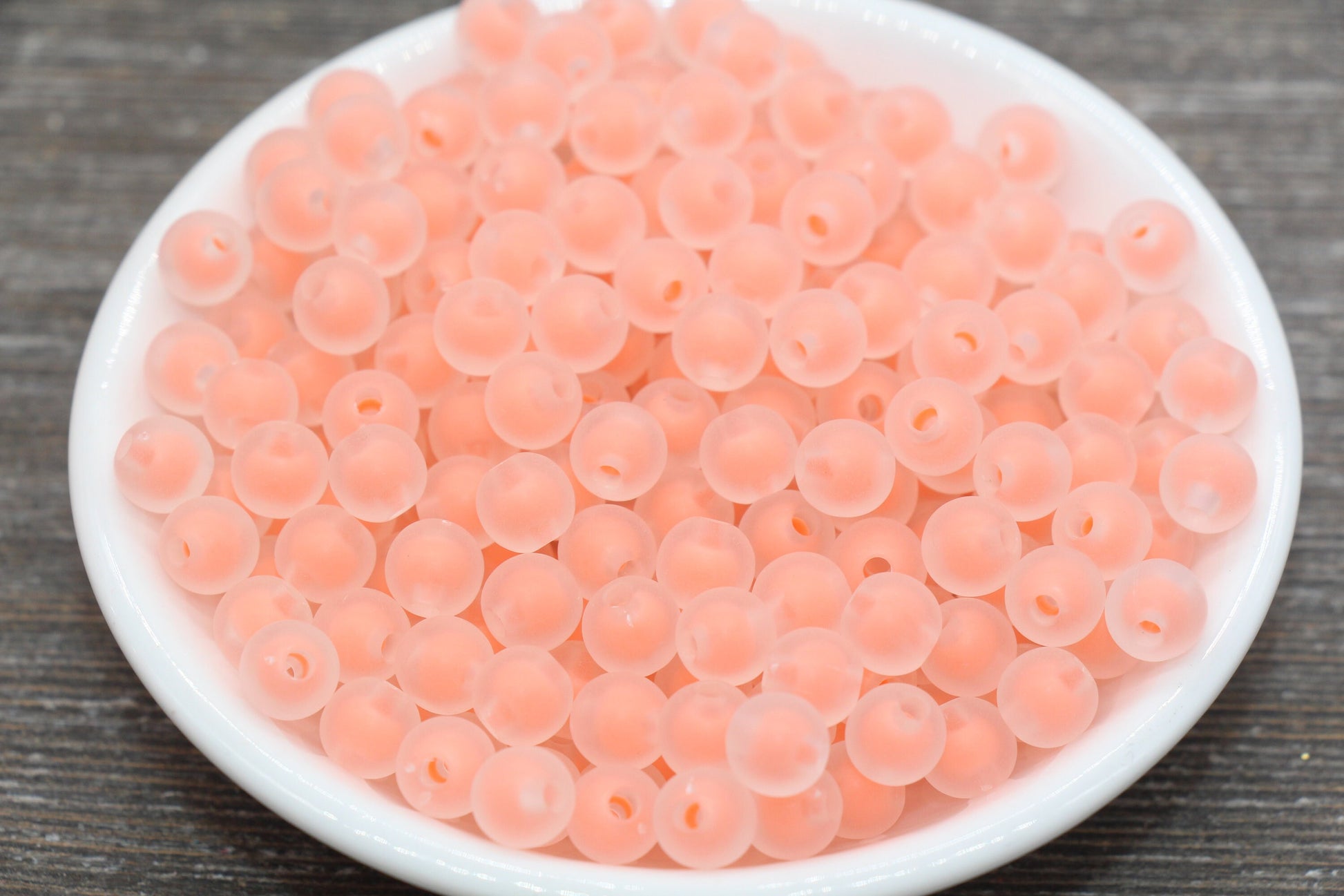 8mm Matte Peach Round Beads, Frosted Peach Acrylic Round Gumball Beads, Bubblegum Beads, Plastic Round Bead, Chunky Beads, #1799