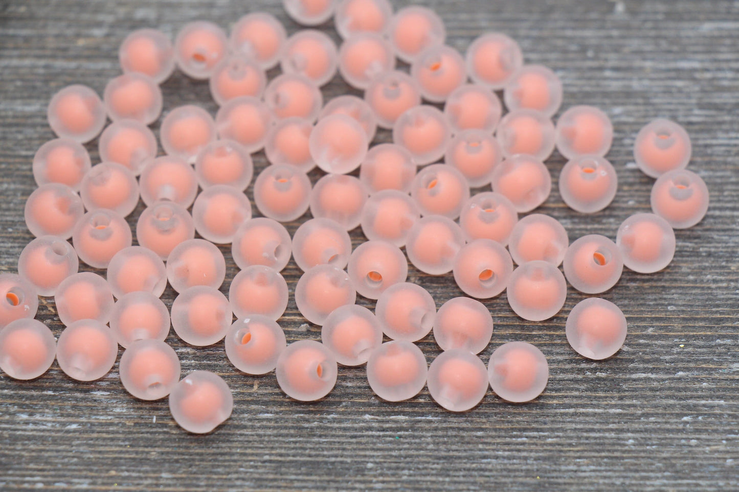 8mm Matte Peach Round Beads, Frosted Peach Acrylic Round Gumball Beads, Bubblegum Beads, Plastic Round Bead, Chunky Beads, #1799