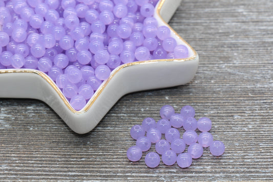 6mm Purple Translucent Gumball Beads, Round Acrylic Loose Beads, Bubblegum Beads, Chunky Beads, Smooth Plastic Round Beads #396