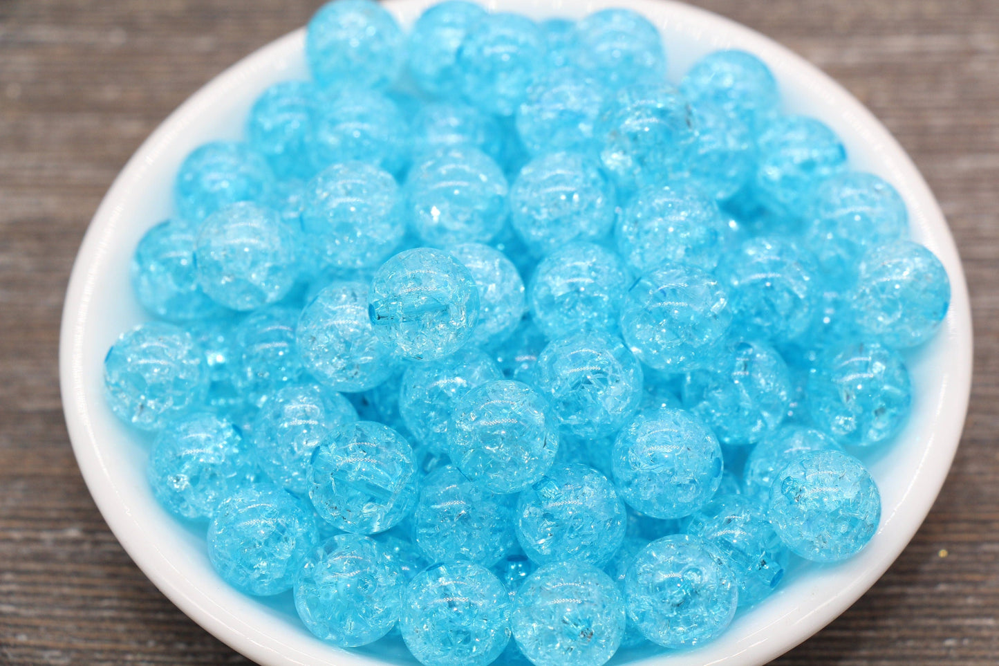 12mm Blue Crackle Gumball Beads, Acrylic Crackle Loose Beads, Bubblegum Beads, Chunky Beads, Smooth Round Plastic Beads #1825