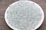 10mm Iridescent Translucent Beads with Blue Glitter, Shinny Bubblegum Beads, Sparkle Chunky Beads, Smooth Round Plastic Beads #1829