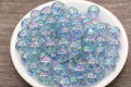 12mm AB Translucent Blue with Glitter Acrylic Gumball Beads