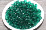 8mm Hunter Green Transparent Faceted Beads, Hexagon Faceted Acrylic Loose Beads, Bubblegum Beads, Chunky Beads, Crystal Look Beads #1847