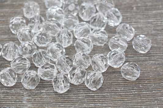 12mm Clear Transparent Faceted Beads, Clear Hexagon Faceted Acrylic Beads, Bubblegum Beads, Chunky Beads, Clear Crystal Look Beads#1858