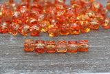 10mm Square Ombre Beads, Orange and Yellow Ombre Translucent Square Faceted Beads, Cube Beads, Chunky Beads, Crystal Look Beads #1868