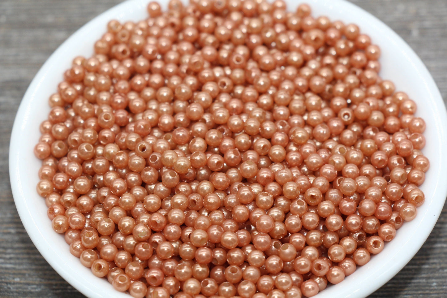 4mm Brown Orange Faux Pearl Beads, Faux Pearl Gumball Beads, Imitation Pearl Beads, Chunky Beads, Smooth Plastic Round Beads #1883