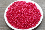 4mm Fuchsia Pink Faux Pearl Beads, Pink Faux Pearl Gumball Beads, Imitation Pearl Beads, Chunky Beads, Smooth Plastic Round Beads #1884