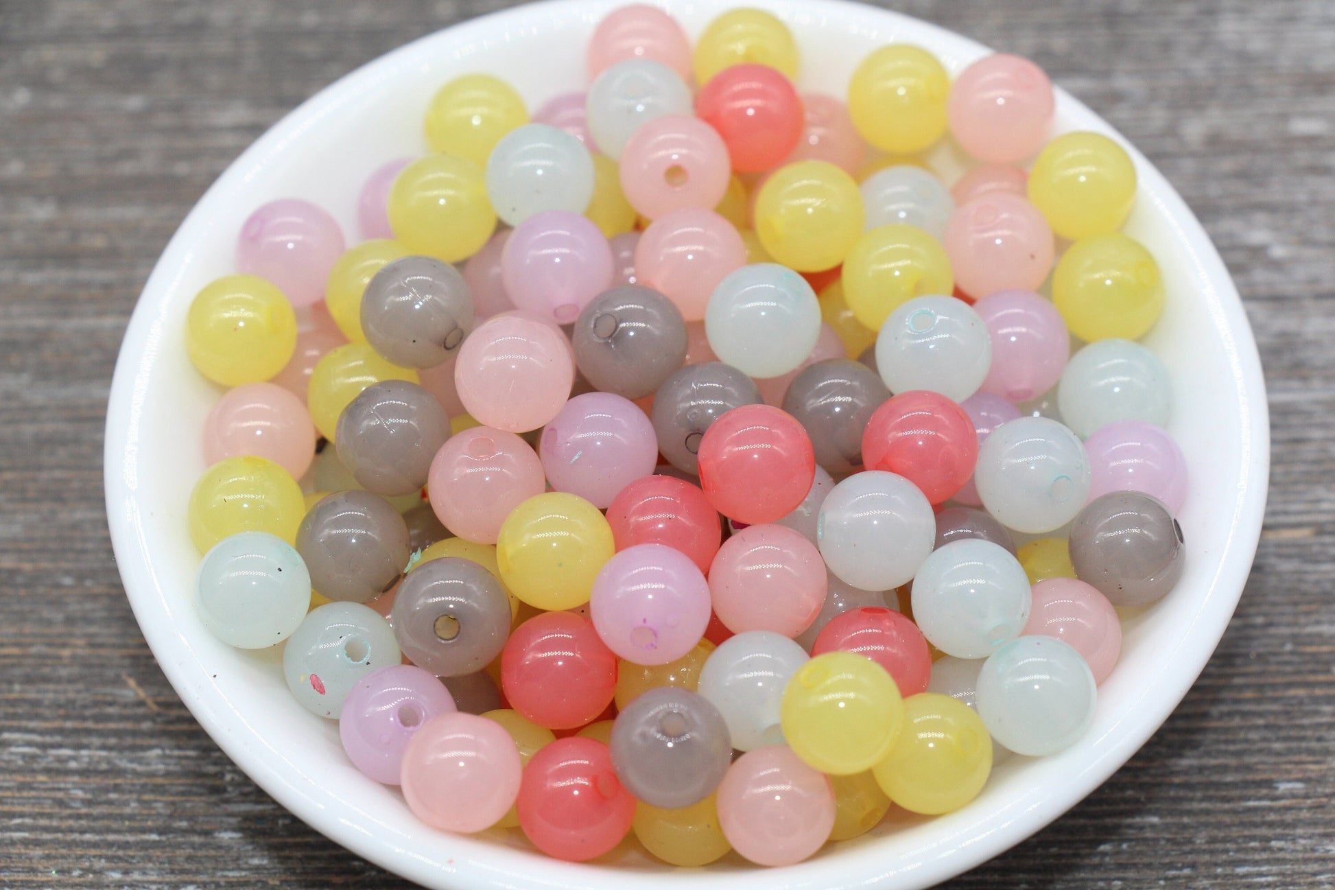 10mm Multicolor Jelly Gumball Beads, Round Acrylic Loose Beads, Bubblegum Beads, Chunky Beads, Smooth Plastic Round Beads #1892