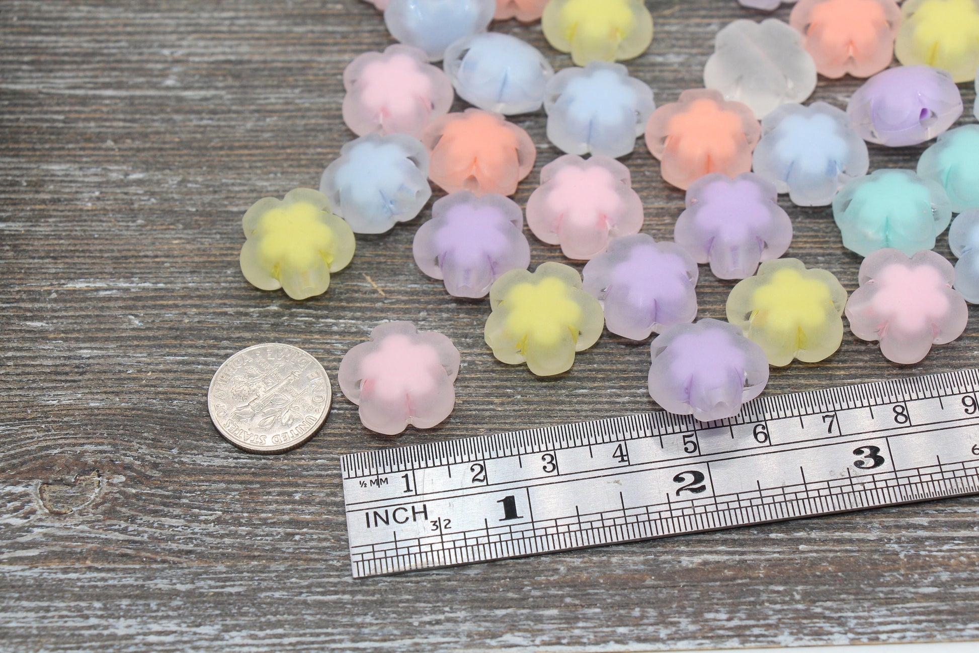 Frosted Flower Beads, Matte Mix Color Flower Beads, Chunky Beads, Acrylic Beads, Bracelet Making Jewelry Finding #1893