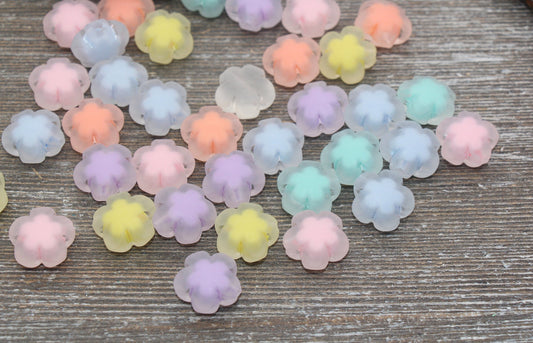 Frosted Flower Beads, Matte Mix Color Flower Beads, Chunky Beads, Acrylic Beads, Bracelet Making Jewelry Finding #1893