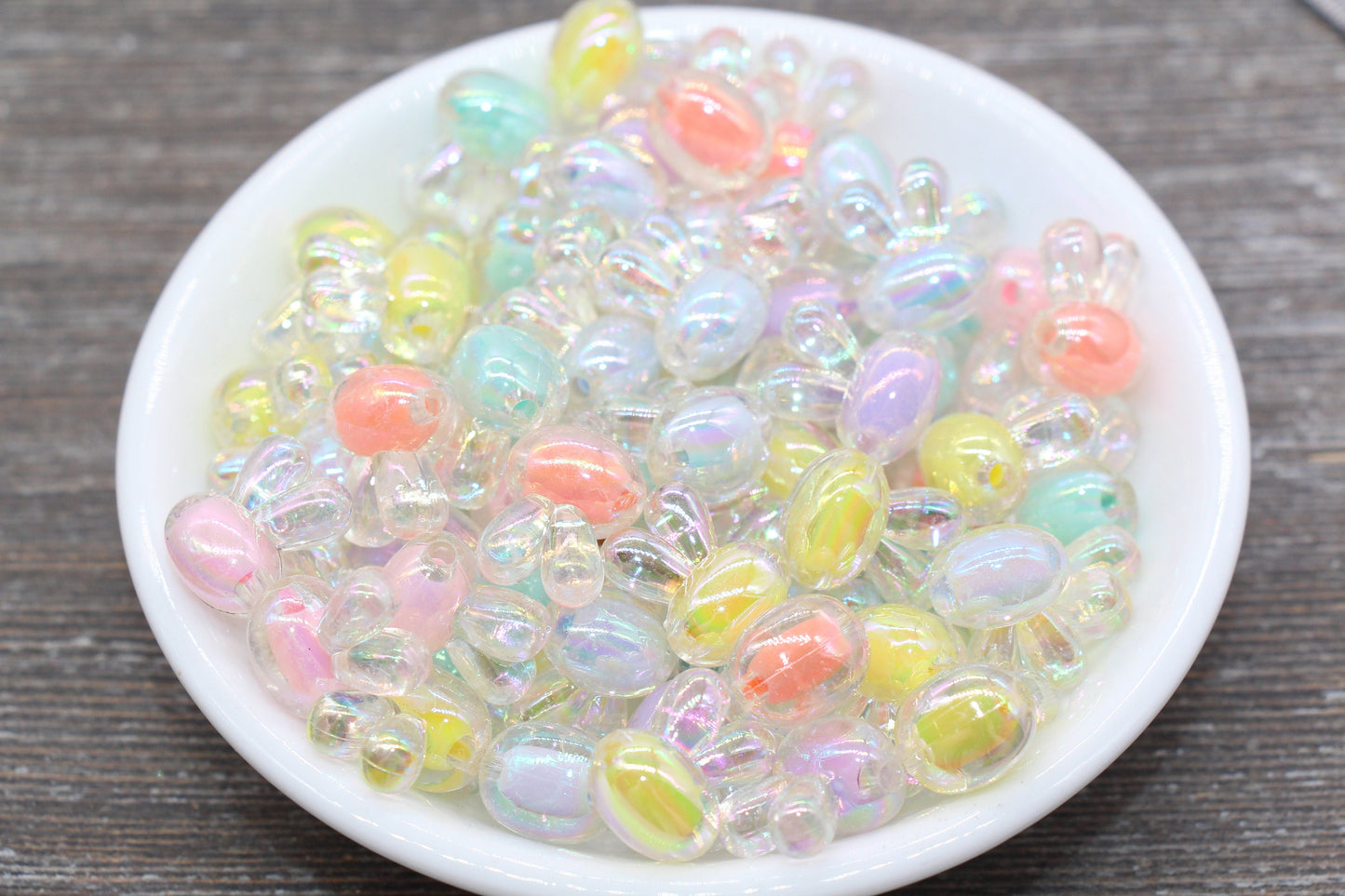 Iridescent Bunny Beads, Multicolor AB Bunny Beads, Chunky Acrylic Beads, Bracelet Making Jewelry Finding #1900