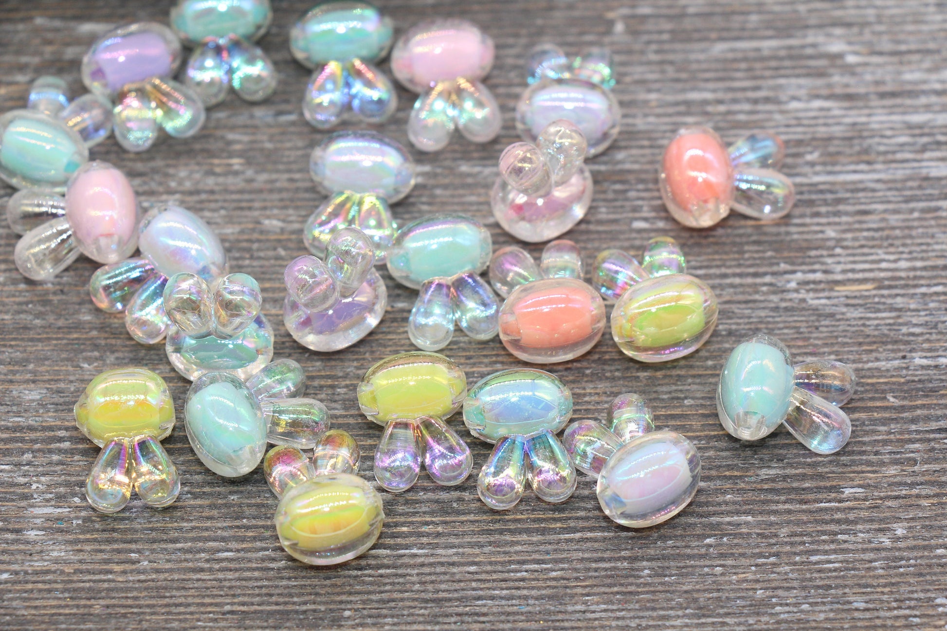 Iridescent Bunny Beads, Multicolor AB Bunny Beads, Chunky Acrylic Beads, Bracelet Making Jewelry Finding #1900