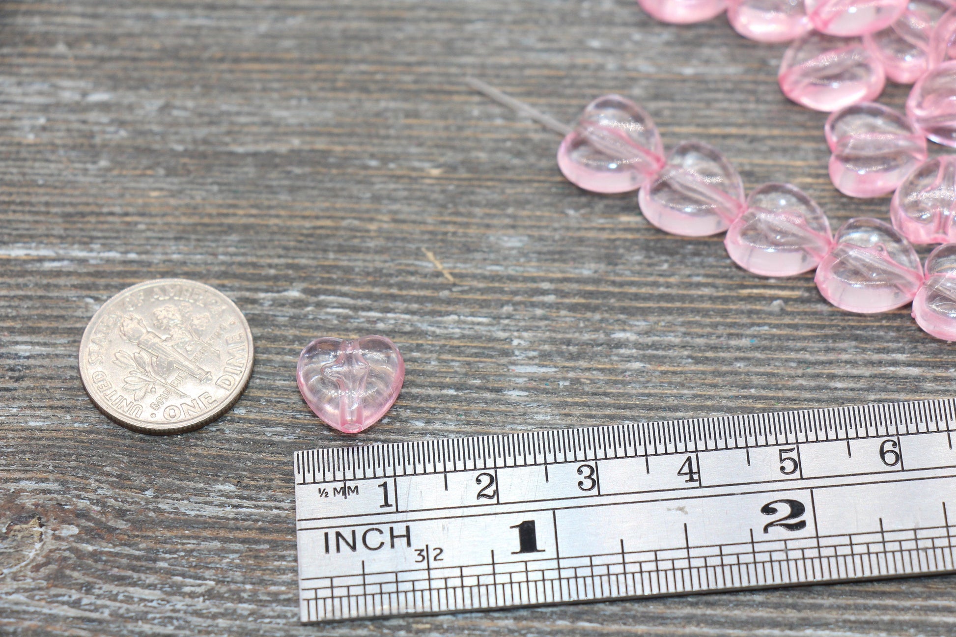 Transparent Pink Heart Beads, Pink Heart Beads, Acrylic Heart Beads, Bracelet Making Jewelry Finding #1909