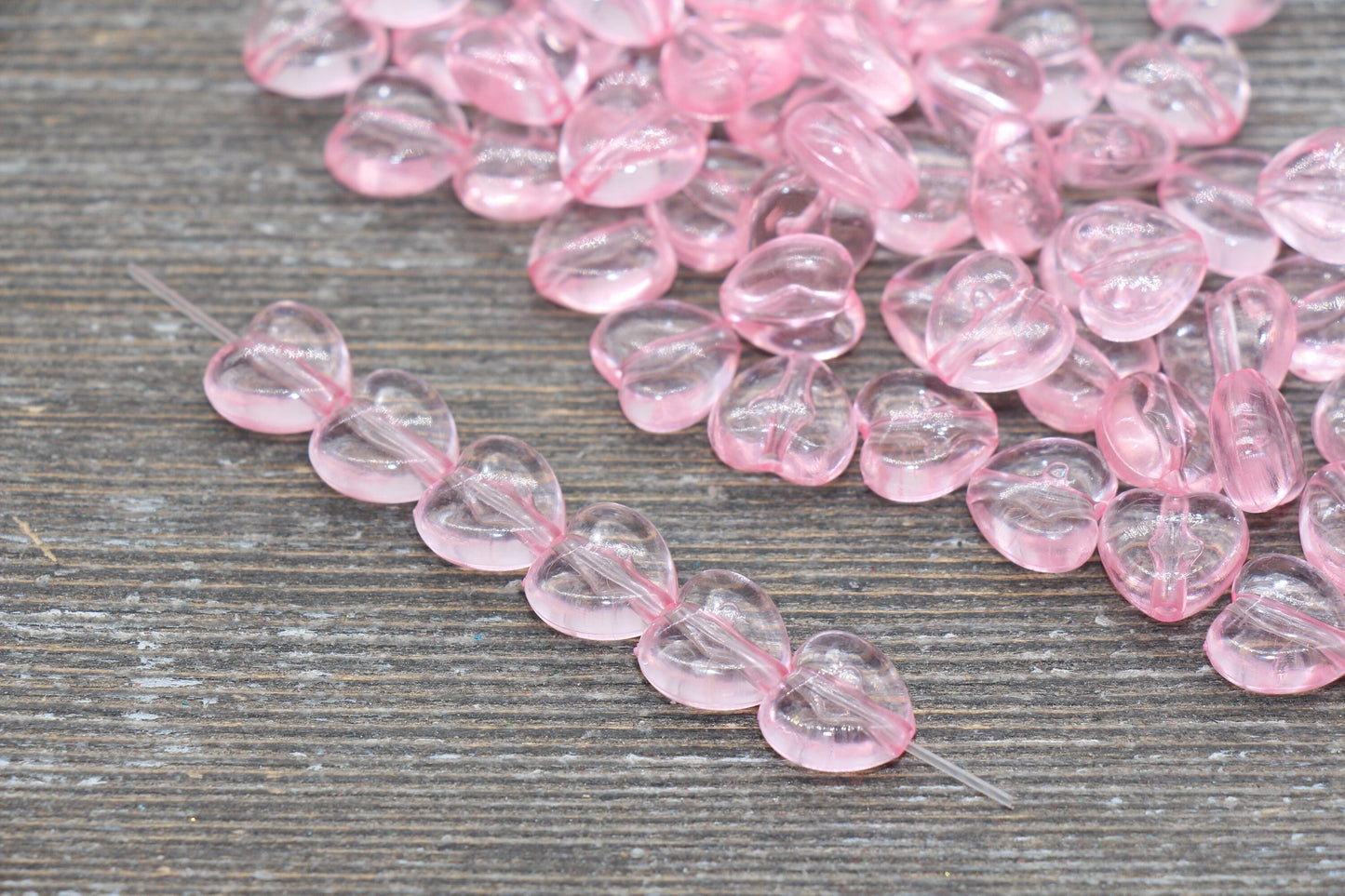 Transparent Pink Heart Beads, Pink Heart Beads, Acrylic Heart Beads, Bracelet Making Jewelry Finding #1909