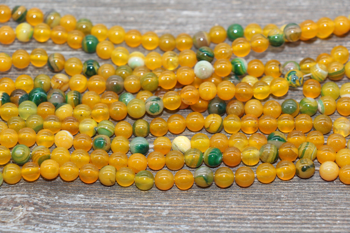 Stripe Agate Beads, Yellow and Green Stripe Agate, Gemstone Smooth Round Beads, Size 6mm 8mm 12mm, Full Strand 15.5 inch, #233