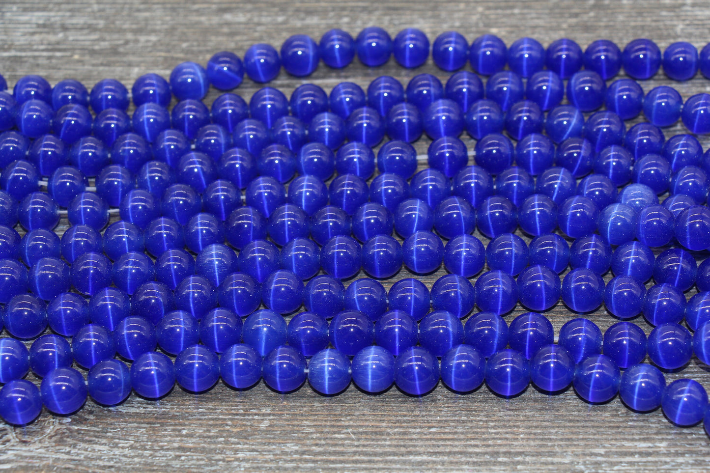 Royal Blue Cat Eye Beads, Smooth Round Beads, Size 6mm 8mm 10mm 12mm, Full Strand 15.5 inch, #177