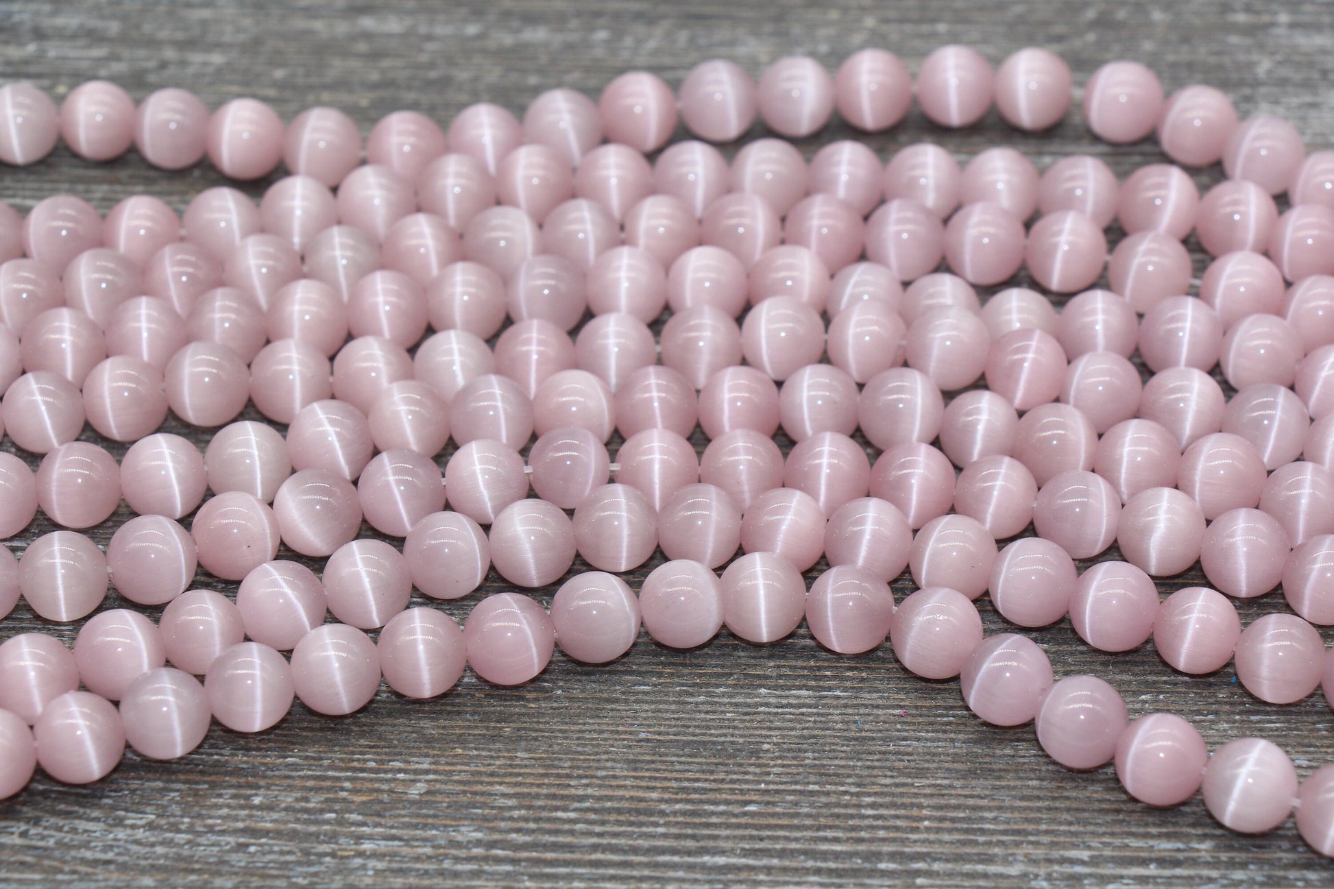 Pale Pink Cat Eye Beads, Smooth Round Beads, Size 8mm 10mm, Full Strand 15.5 inch, #235