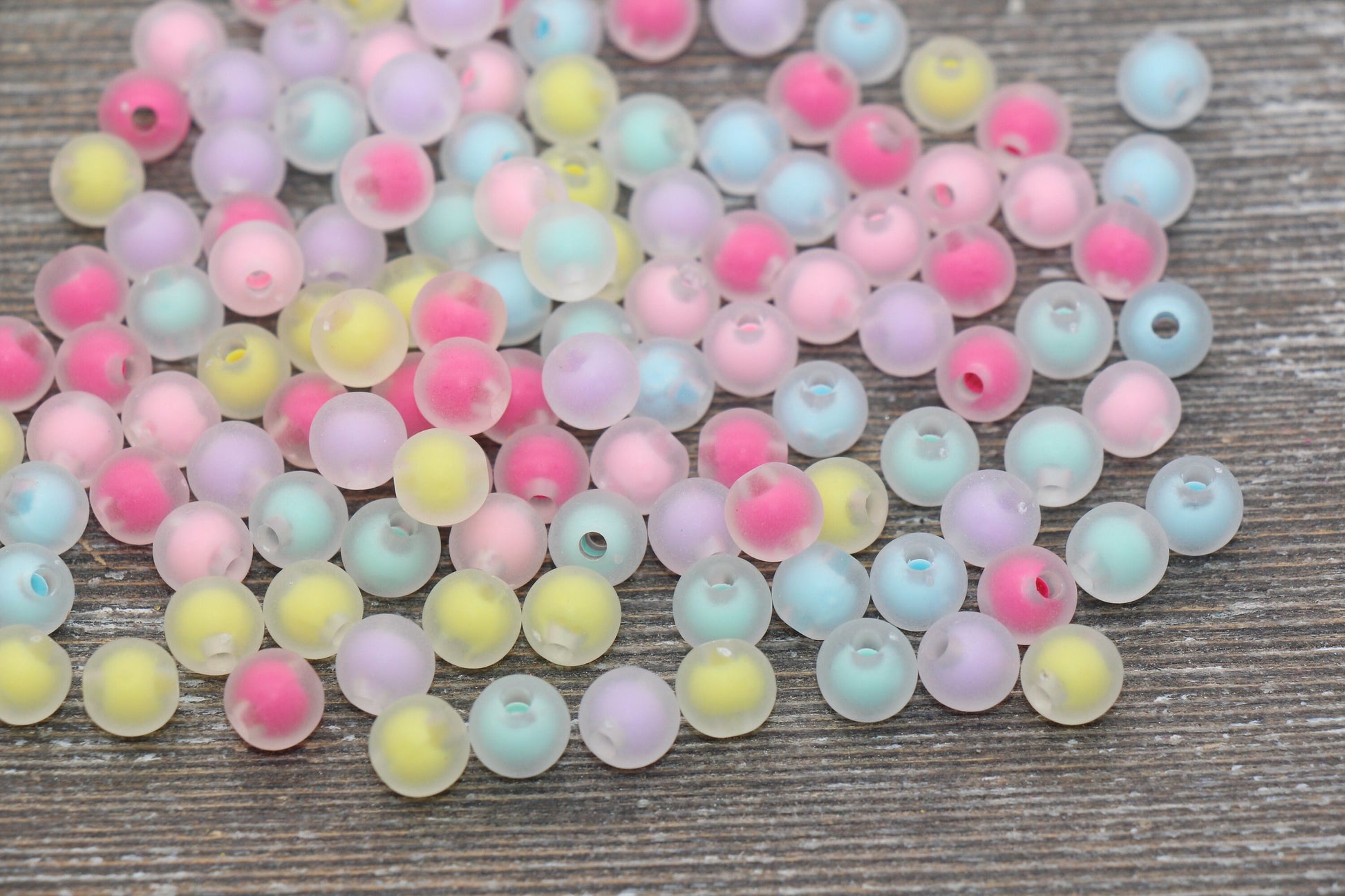 8mm Matte Multicolor Gumball Beads, Round Acrylic Loose Beads, Frosted Bubblegum Beads, Chunky Beads, Round Plastic Beads #1784