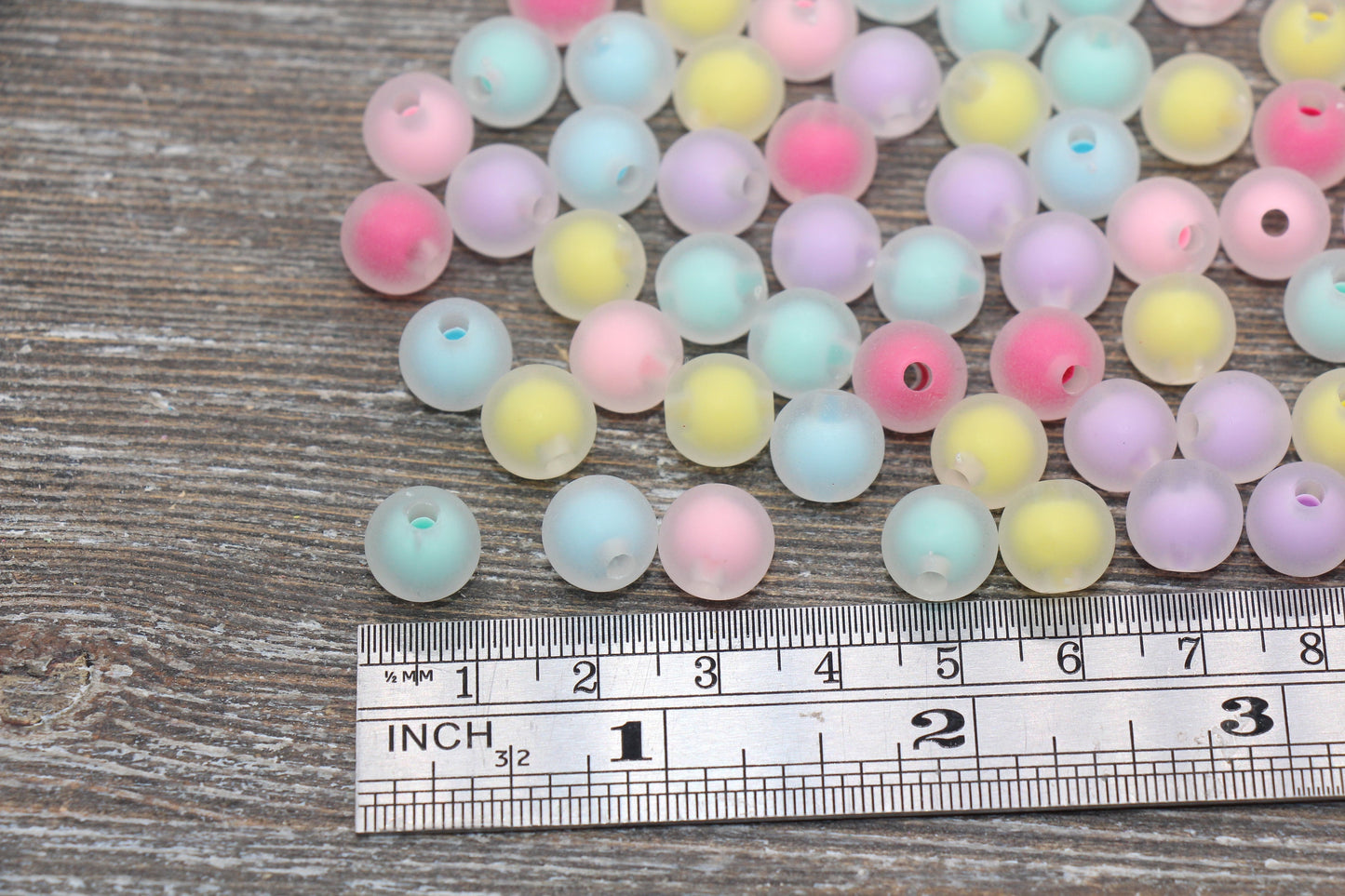 10mm Matte Multicolored Gumball Beads, Round Acrylic Loose Beads, Frosted Bubblegum Beads, Chunky Beads, Round Plastic Beads #1785