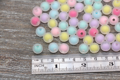 10mm Matte Multicolored Gumball Beads, Round Acrylic Loose Beads, Frosted Bubblegum Beads, Chunky Beads, Round Plastic Beads #1785