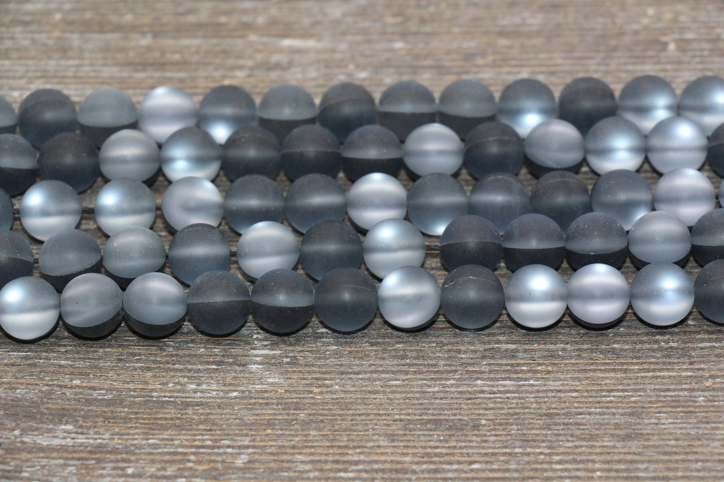 Frosted Synthetic Moonstone, Matte Mystic Aura Quartz Beads, Dark Gray Moonstone Beads, Sizes 6mm 8mm 10mm, Full Strand #238