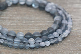 Frosted Synthetic Moonstone, Matte Mystic Aura Quartz Beads, Dark Gray Moonstone Beads, Sizes 6mm 8mm 10mm, Full Strand #238