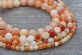 Orange Fire Agate Beads, Orange Gemstone Loose Beads, 6mm 8mm 10mm 12mm, Full Strand 15.5'' #239