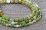 Stripe Agate Beads, Green Stripe Agate, Green Gemstone Smooth Round Beads, Size 6mm 8mm 10mm, Full Strand 15.5 inch, #241