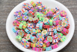 9mm smiley face multicolor flower polymer clay beads, flower clay charms for bracelets
