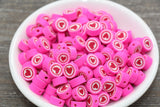 Valentine's Heart Polymer Clay Beads, Pink Heart Clay Beads, Bracelet Beads, Jewelry Beads, Beads for Bracelet #53