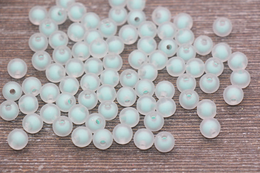 8mm Matte Mint Green Round Beads, Frosted Mint Acrylic Round Gumball Beads, Bubblegum Beads, Plastic Round Bead, Chunky Beads, #1798