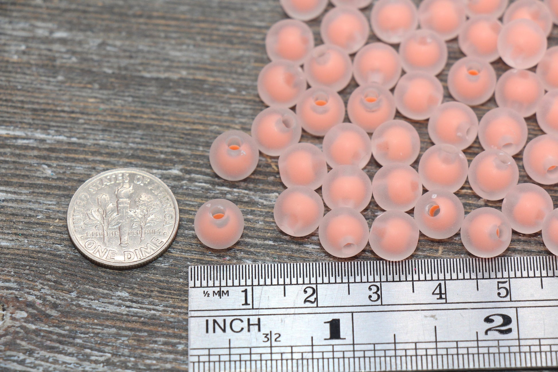 8mm Matte Peach Round Beads, Frosted Peach Acrylic Round Gumball Beads, Bubblegum Beads, Plastic Round Bead, Chunky Beads, #1799