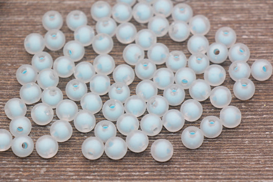 8mm Matte Blue Round Beads, Frosted Blue Acrylic Round Gumball Beads, Bubblegum Beads, Plastic Round Bead, Chunky Beads, #1801