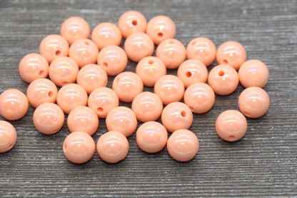 12mm Flamingo AB Gumball Beads, Iridescent Acrylic Loose Beads, Solid Bubblegum Beads, Chunky Beads, Glossy Smooth Round Plastic Beads #471