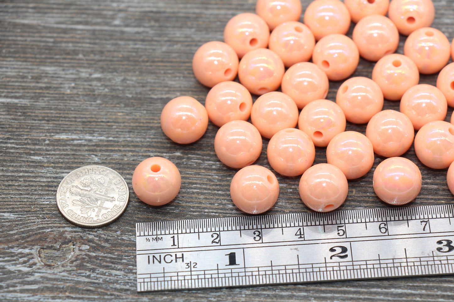 12mm Flamingo AB Gumball Beads, Iridescent Acrylic Loose Beads, Solid Bubblegum Beads, Chunky Beads, Glossy Smooth Round Plastic Beads #471