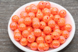 12mm Orange AB Gumball Beads, Iridescent Orange Acrylic Loose Beads, Solid Bubblegum Beads, Chunky Beads, Smooth Round Plastic Beads #1807