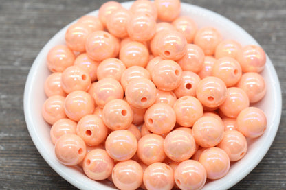 12mm Flamingo AB Gumball Beads, Iridescent Acrylic Loose Beads, Solid Bubblegum Beads, Chunky Beads, Glossy Smooth Round Plastic Beads #471