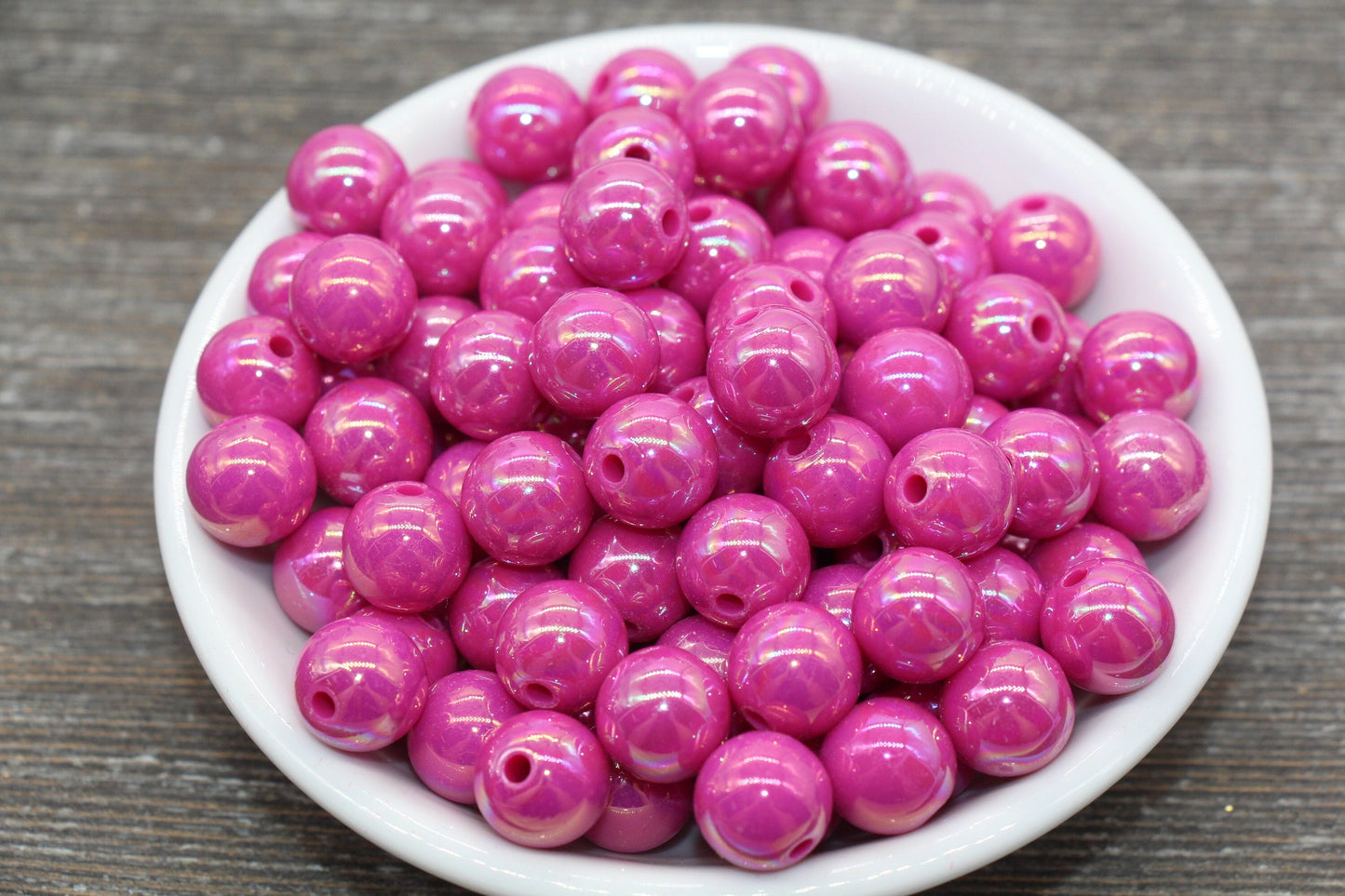 12mm Magenta Pink AB Gumball Beads, Iridescent Acrylic Loose Beads, Solid Bubblegum Beads, Chunky Beads, Glossy Smooth Round Beads #1816