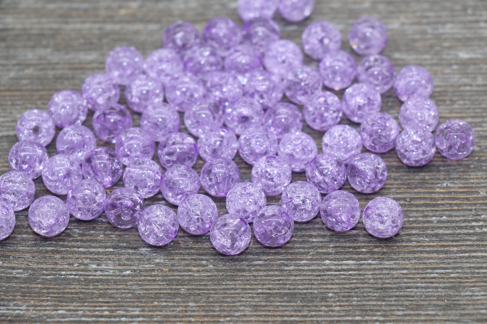 8mm Light Purple Crackle Gumball Beads, Acrylic Crackle Loose Beads, Bubblegum Beads, Chunky Beads, Smooth Round Plastic Beads #1514